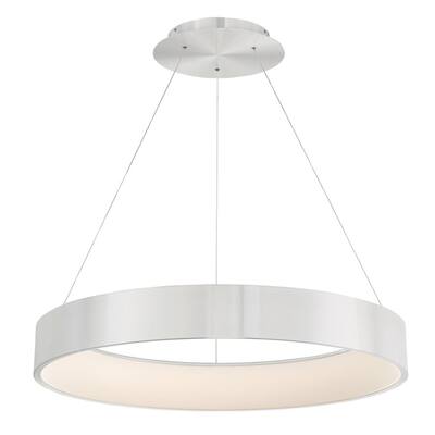 Corso 32 in. 750-Watt Equivalent Integrated LED Brushed Aluminum Pendant with PC Shade