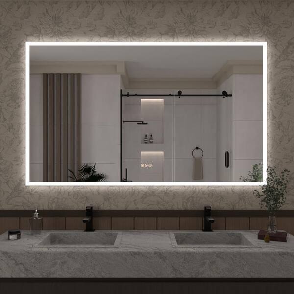 Hermitage Bath Musci 60 in. W x 36 in. H Rectangular Frameless LED 