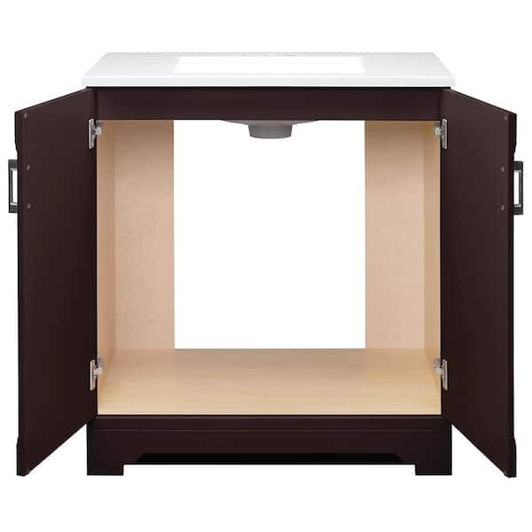 Willowridge 30.5 in. W x 18.75 in. D x 34.375 in. H Single Sink Bath Vanity in Carob with White Cultured Marble Top