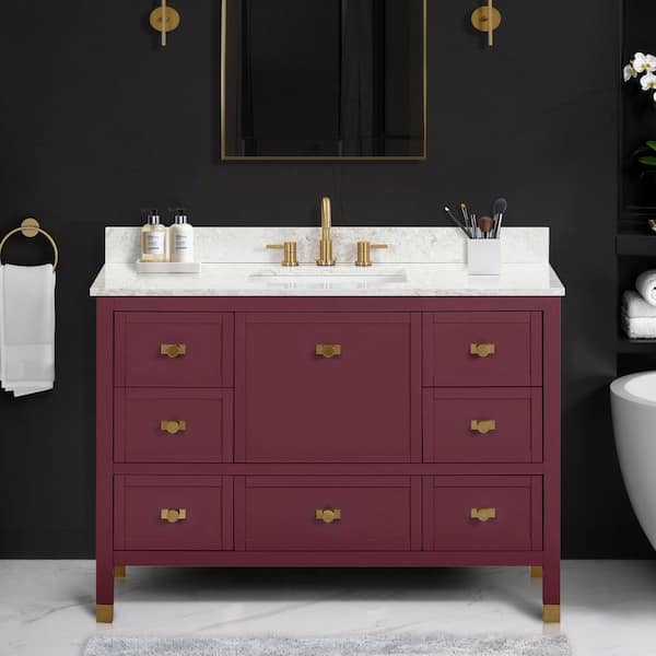 Avanity Alana 49 in. Single Sink Burgundy Red Bath Vanity with Alluring ...