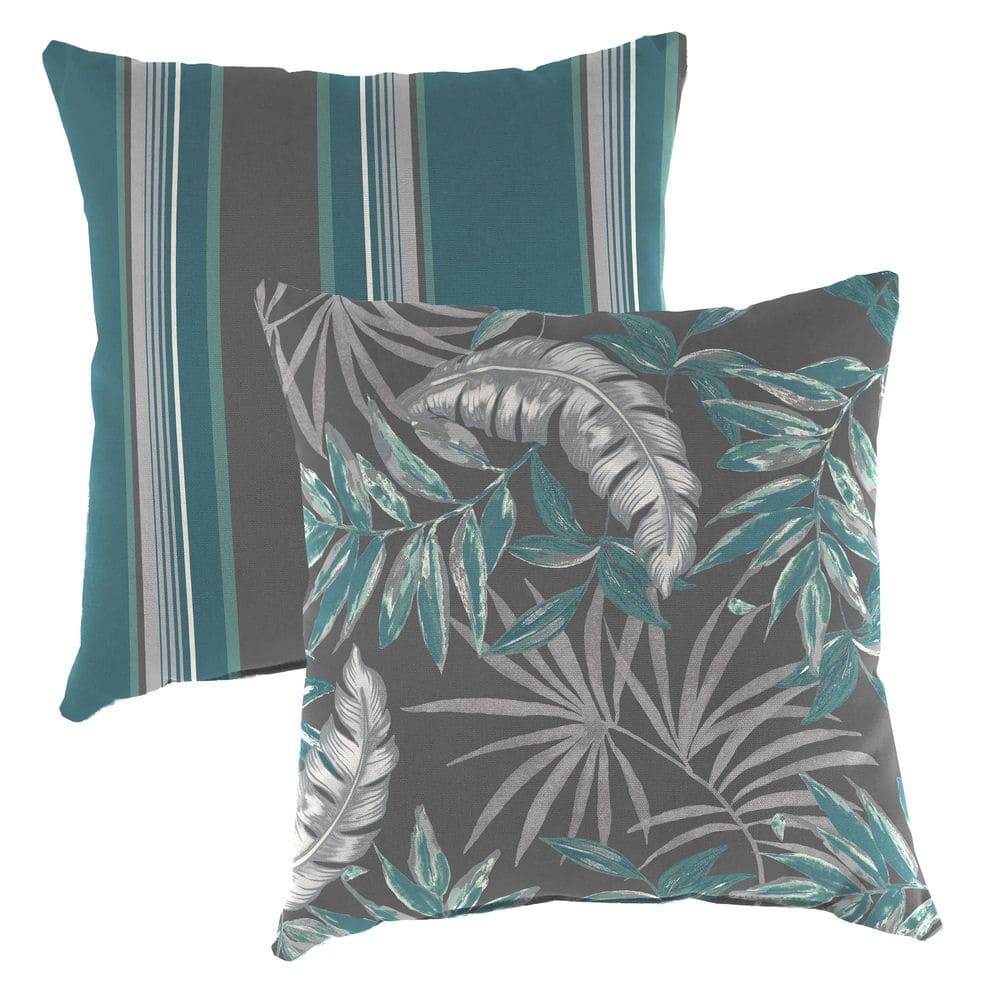 16 in. L x 16 in. W x 4 in. T Square Reversible Outdoor Throw Pillow in Greyson Gravel and Enzo Gravel (2-Pack) price history on PriceWatchPro