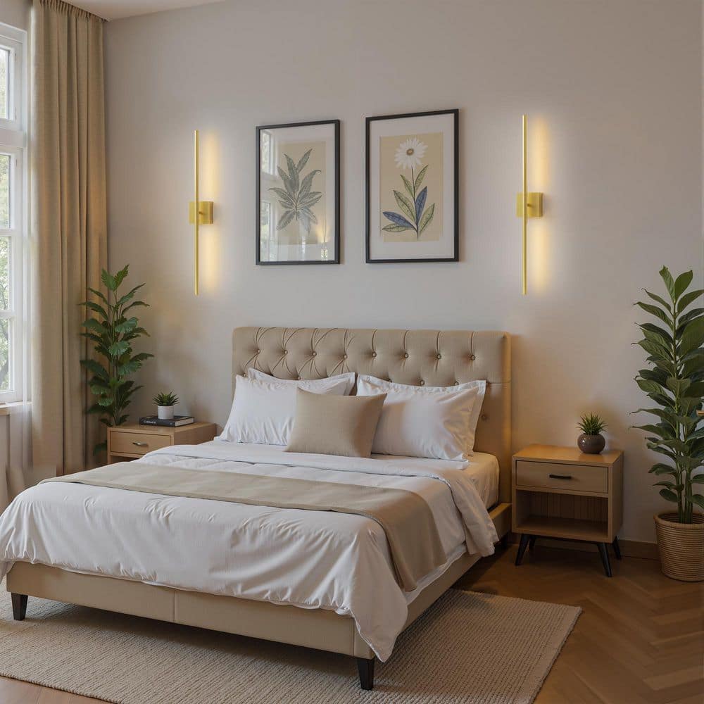 28.15 in 2-Pack Gold Finish LED Wall Sconce, , RGB/CW with App Control, Music Sync, Dynamic Flow Effect Wall Light price history on PriceWatchPro