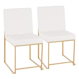 Fuji White Faux Leather Gold in High Back Dining Chair (Set of 2)