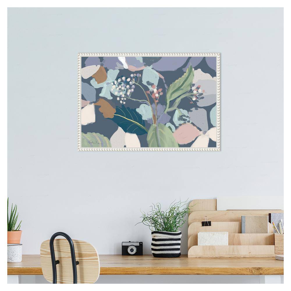 Floral Abstract Botanical Print on Canvas with White Frame