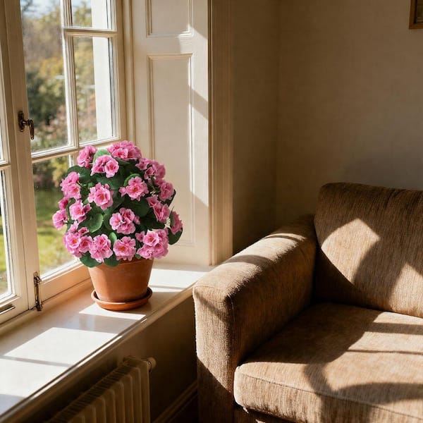 6 in. Pink Begonia Artificial Shrub Outdoor UV Resistant Realistic