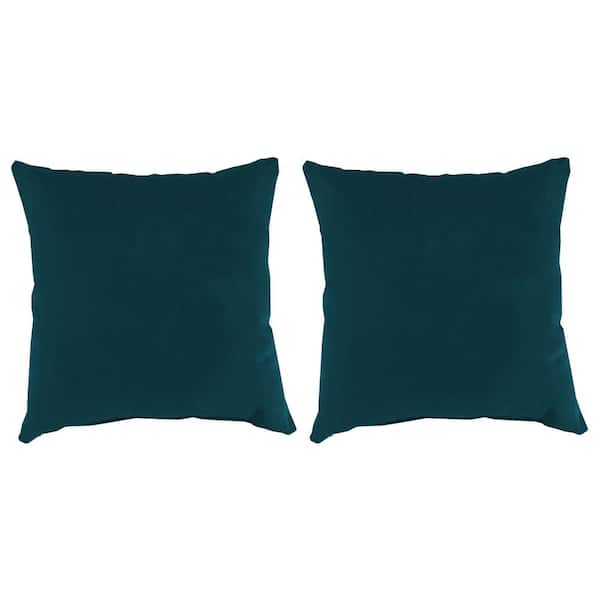 Jordan Manufacturing 16 in. L x 16 in. W x 4 in. T Square Outdoor Throw Pillow in Canvas Teal (2-Pack)