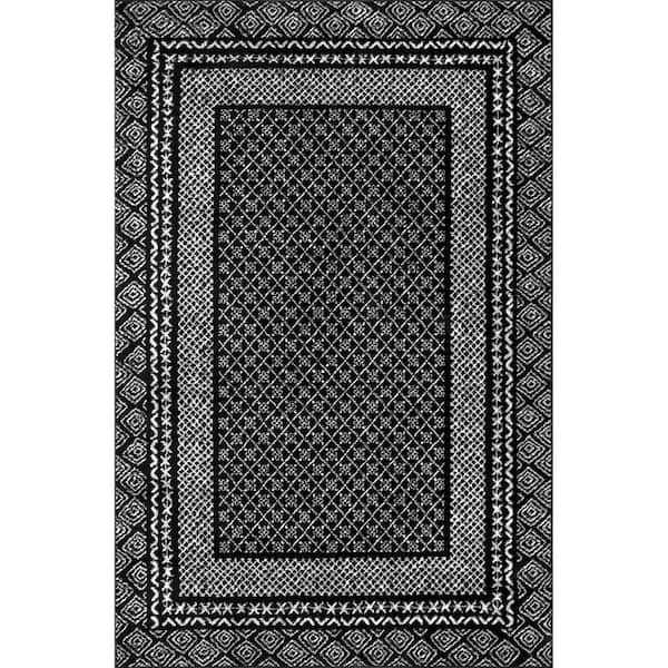 Arabella Contemporary Bordered Black 4 ft. x 6 ft. Indoor Area Rug