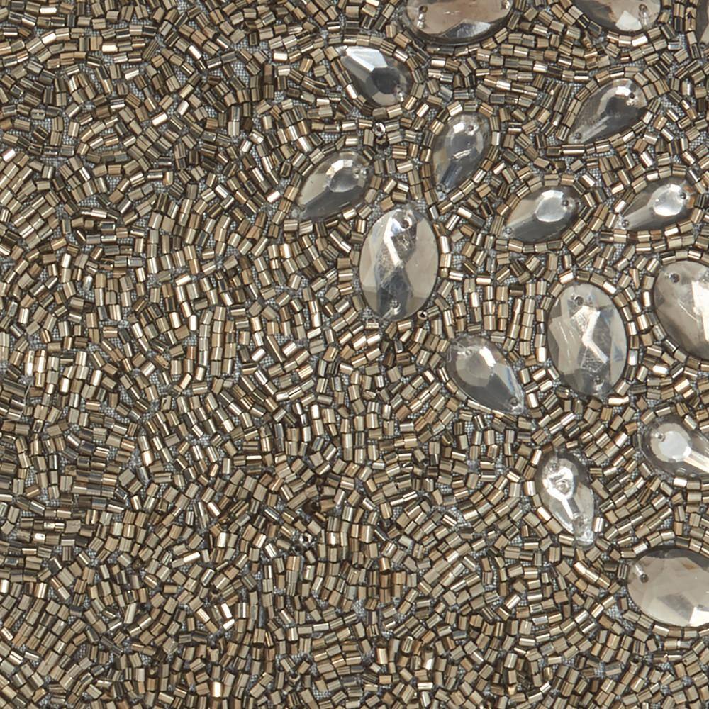 Pewter Gray Beaded Embroidered Lumbar Throw Pillow 10" x 14"