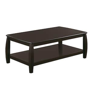 Contemporary 48 in. Dark Brown Large Rectangle Wood Coffee Table
