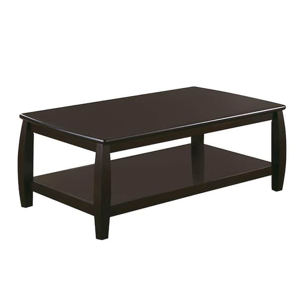 Benjara Contemporary 48 in. Dark Brown Large Rectangle Wood Coffee Table