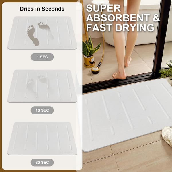 Stone Bath Mat For Bathroom Diatomaceous Earth Bath Mat Non-Slip Super Absorbent Quick Drying Diatomite Stone Shower Mat Large Natural Easy To Clean(24×16 Gray