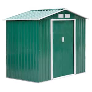 83.75 in. W x 72.75 in. D L Outdoor Storage Metal Shed Garden House with 4 Vents and 2 Sliding Doors, Green (50 sq. ft.)