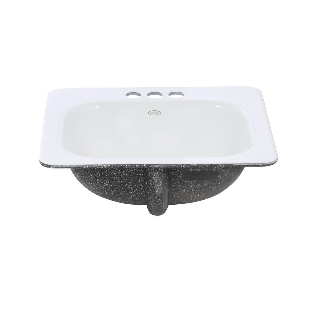 Tahoe White Cast Iron Rectangular Drop-In Bathroom Sink