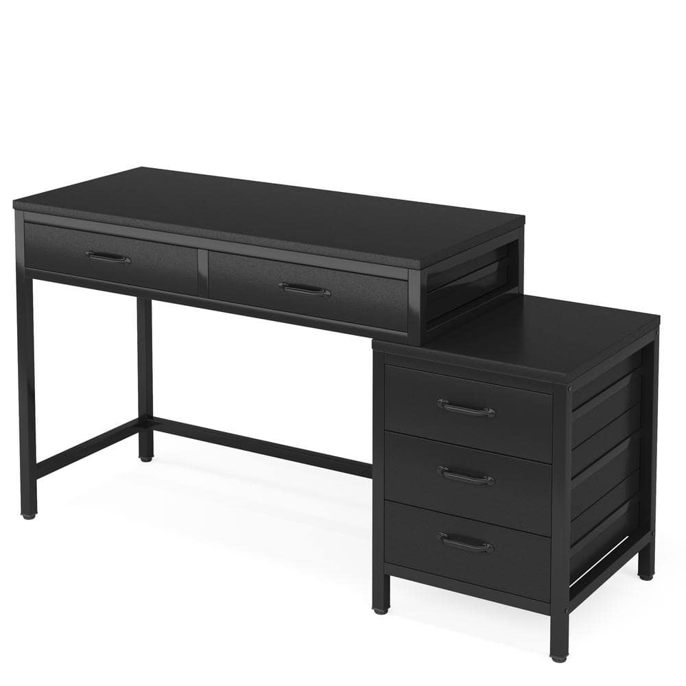 TRIBESIGNS WAY TO ORIGIN Cassey 51 in. Rectangular Black Wood 5-Drawer ...