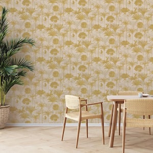 Gold Royal Palm Vinyl Peel and Stick Removable Wallpaper, (Covers 28 sq. ft.)