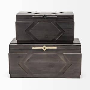 Cassia Brown Wooden Boxes (Set of 2)