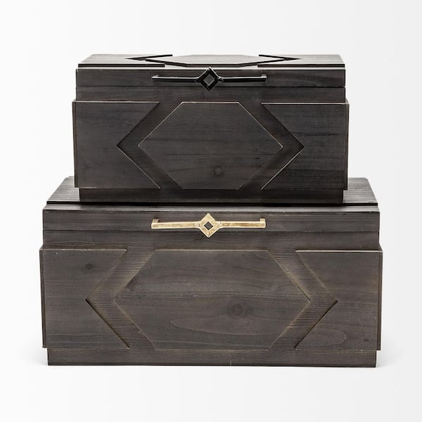 Mercana Cassia Brown Wooden Boxes (Set of 2)