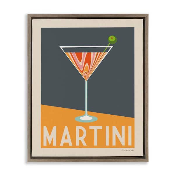 Stupell Industries Retro Swirled Martini by Danhui Nai Brown Floater Frame Food Graphic Art Print 21 in. x 17 in.