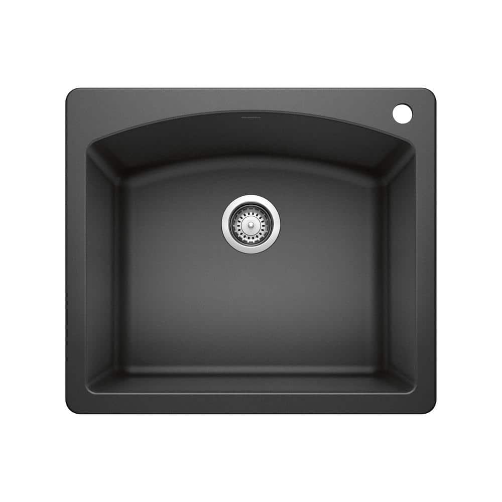 DIAMOND 25 in. Drop-In/Undermount Single Bowl Anthracite Granite Composite 