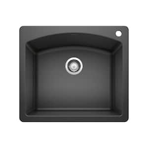 DIAMOND 25 in. Drop-In/Undermount Single Bowl Anthracite Granite Composite Kitchen Sink