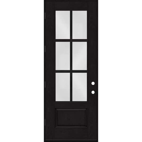 Steves & Sons Regency 36 in. x 96 in. 3/4-6 Lite Clear Glass RHOS Onyx Stained Fiberglass Prehung Front Door