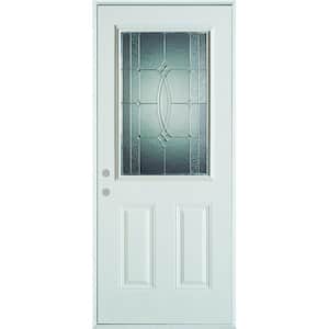 36 in. x 80 in. Diamanti Classic Zinc 1/2 Lite 2-Panel Painted White Right-Hand Inswing Steel Prehung Front Door