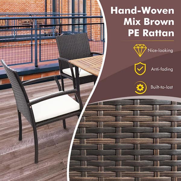 Costway 7-Piece Wicker Rectangle Outdoor Dining Set Acacia Wood Costway 7-Piece Wicker Rectangle Outdoor Dining Set Acacia Wood