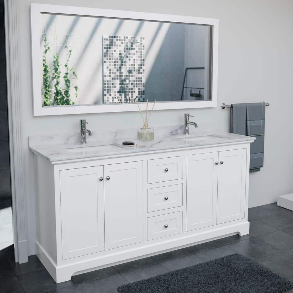 Avery 80" White Double Bathroom Vanity with Cultured Marble Top