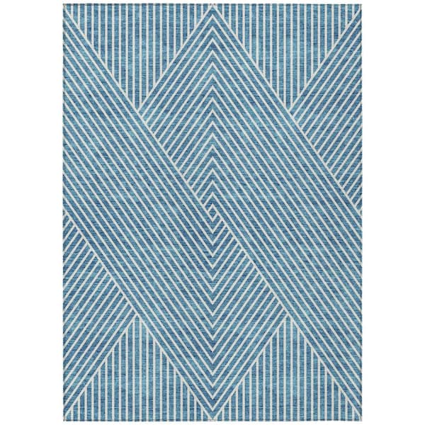 Chantille Machine Washable Indoor/Outdoor Abstract ACN937 Teal 9 ft. x 12 ft. Area Rug