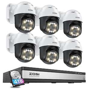 4K 16-Channel POE 4TB NVR Security Camera System with 6-Wired 5MP PTZ Outdoor Cameras, 2-Way Audio, AI Smart Detection