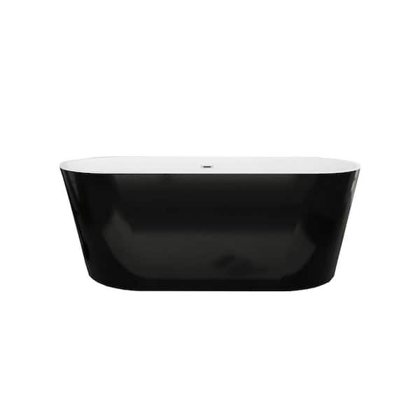59 in. x 30 in. Acrylic Freestanding Soaking Bathtub in Black