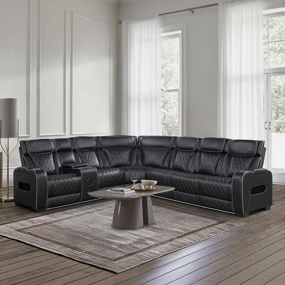 Lazzara Clumber 128 in. Pillow Top Arm Faux Leather 3-Piece Power