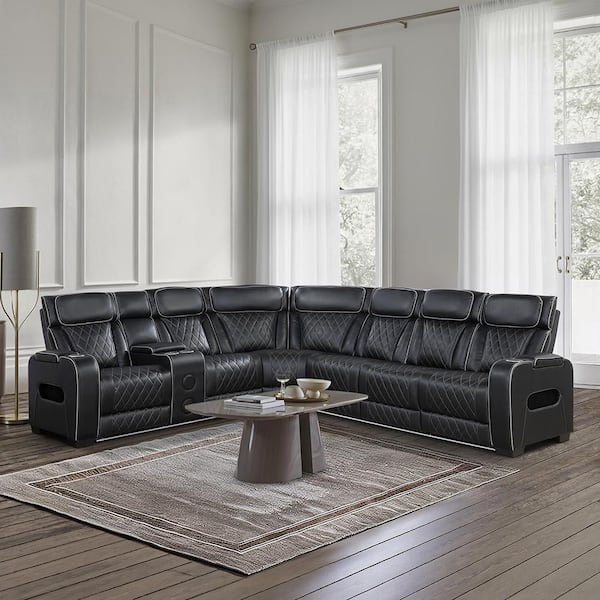 Lazzara Austin 118 in. Straight Arm 3-piece Faux Leather Reclining
