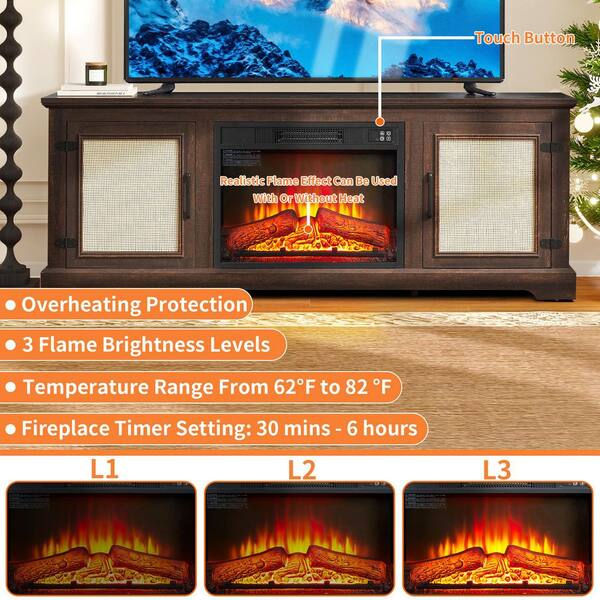 ToolCat 65 in. Freestanding Rattan Door TV Stand with 23 in