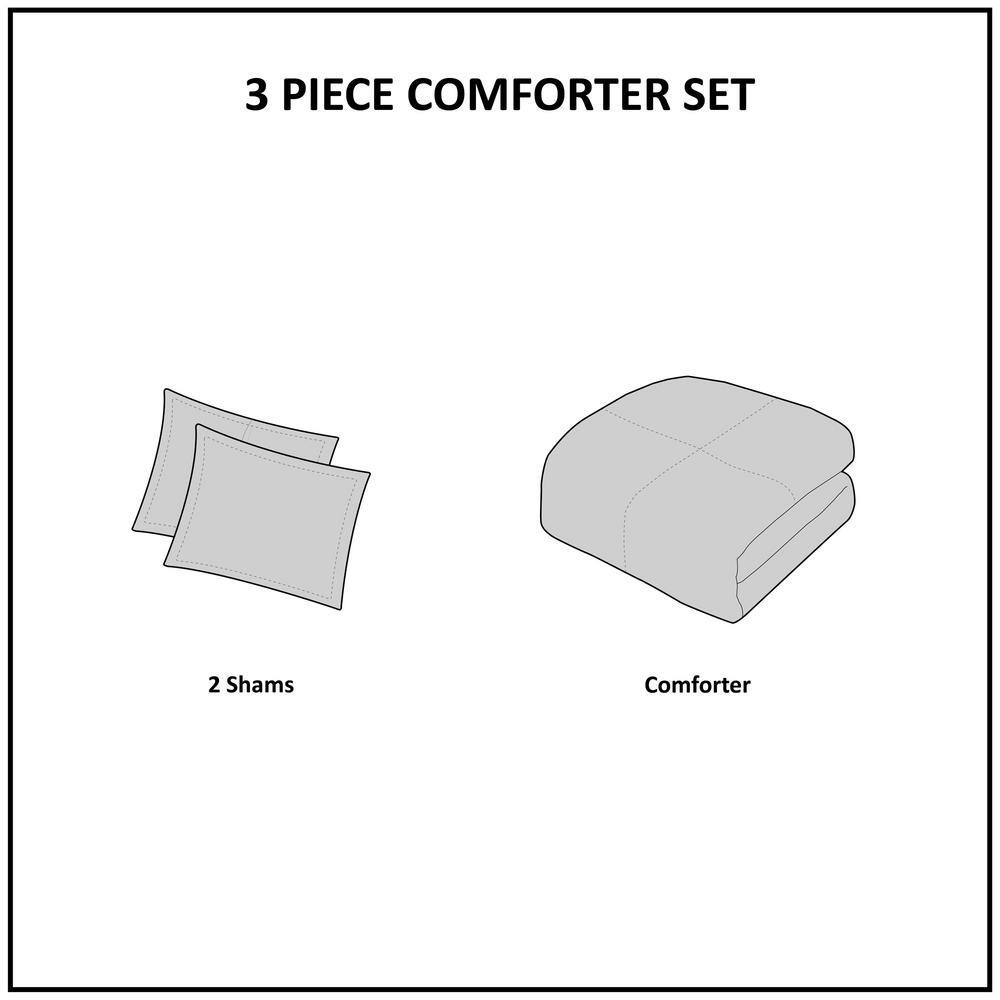 Ivory King Cotton Reversible Comforter Set with Chenille