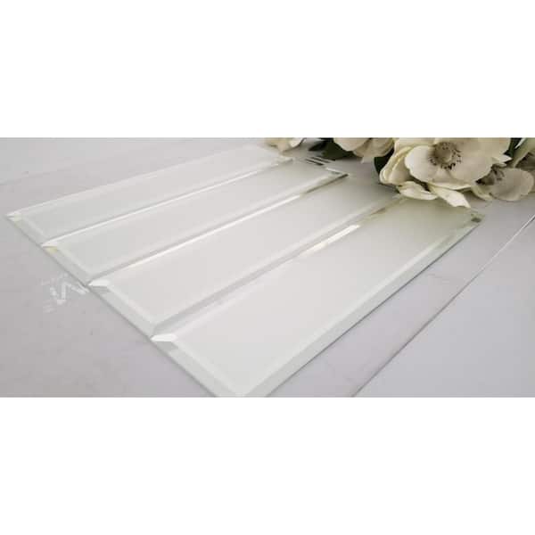 Reflections Silver 3 in. x 12 in. Beveled Glass Mirror Mosaic Wall Tile (14 sq.ft./Case)