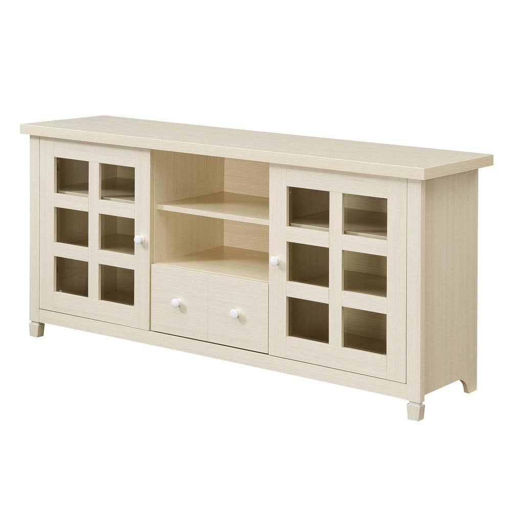 Convenience Concepts Newport Park Lane 59.25 in. W Ivory TV Stand with