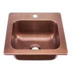 Seurat Drop-In Solid Copper 15 in. 1-Hole Single Bowl Kitchen Sink in Hammered Antique Copper