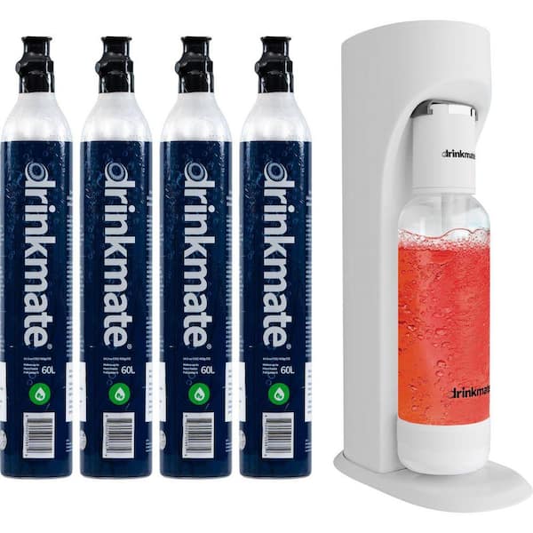 DrinkMate Classic White Sparkling Water, Soda Maker CO2 Bundle, 4