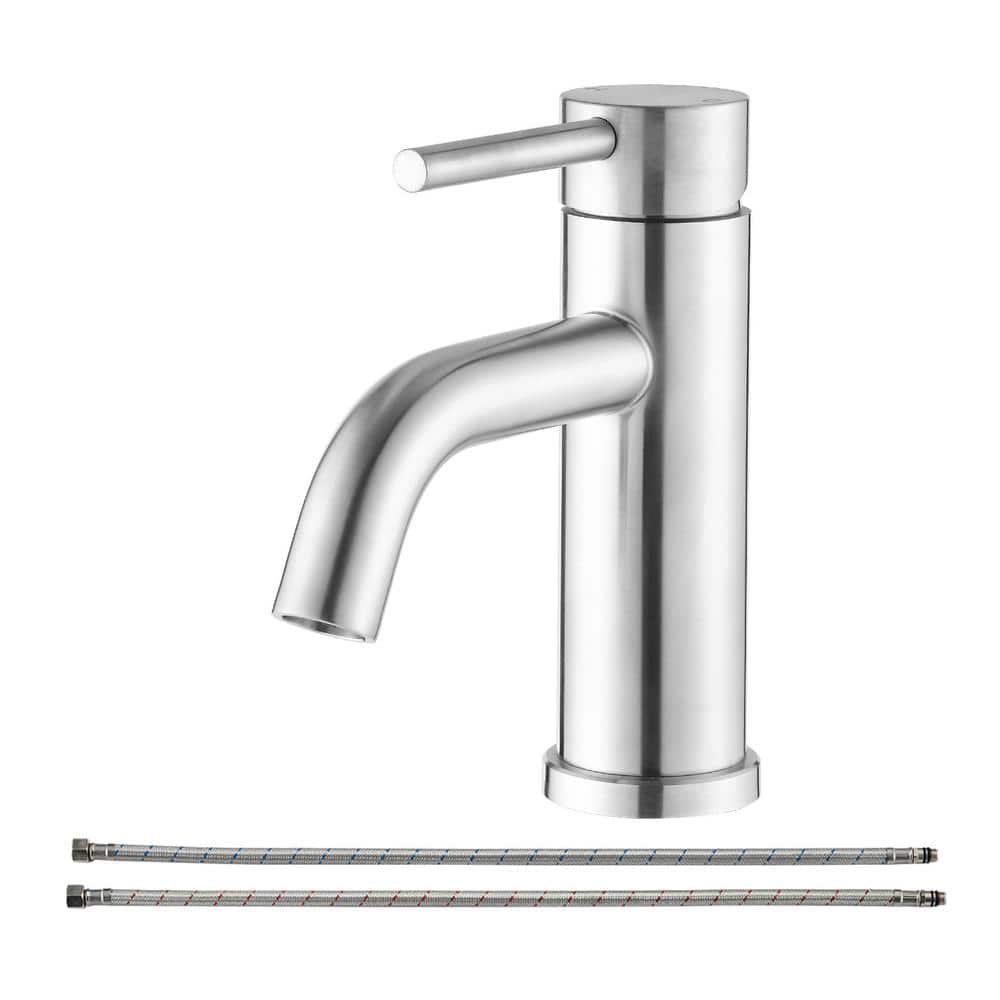 Single Handle Single Hole Deck Mounted Bathroom Faucet in Brushed Nickel Modern Sink Faucet Vanity Bathroom Faucets price history on PriceWatchPro