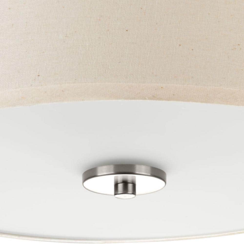 Brushed Nickel Drum Flush Mount Light with Glass Diffuser