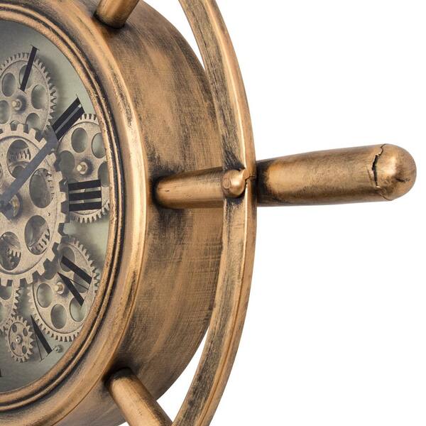 Vtg Copper Ship Wheel Clock by Ingraham Midcentury Electric Copper