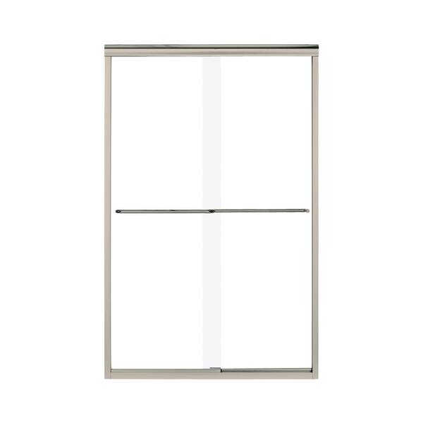 STERLING Finesse 47.63 in. W x 70 in. H Semi Frameless Sliding Shower Door in Brushed Nickel with Clear Glass