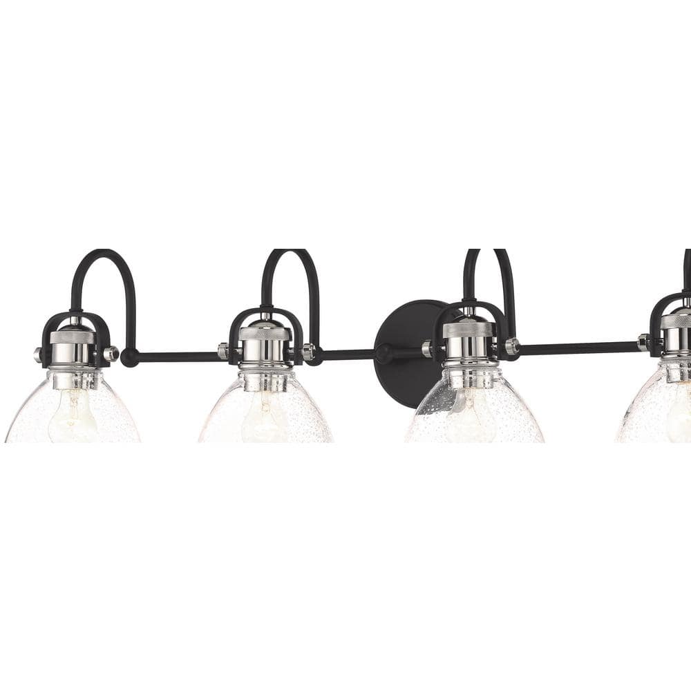 Monico 4-Light Coal and Polished Nickel Vanity Light with Clear Seeded Glass