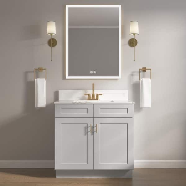 HOMLUX 36 in. W x 21 in. D x 34.5 in. H Ready to Assemble Bath Vanity Cabinet without Top in Shaker Dove