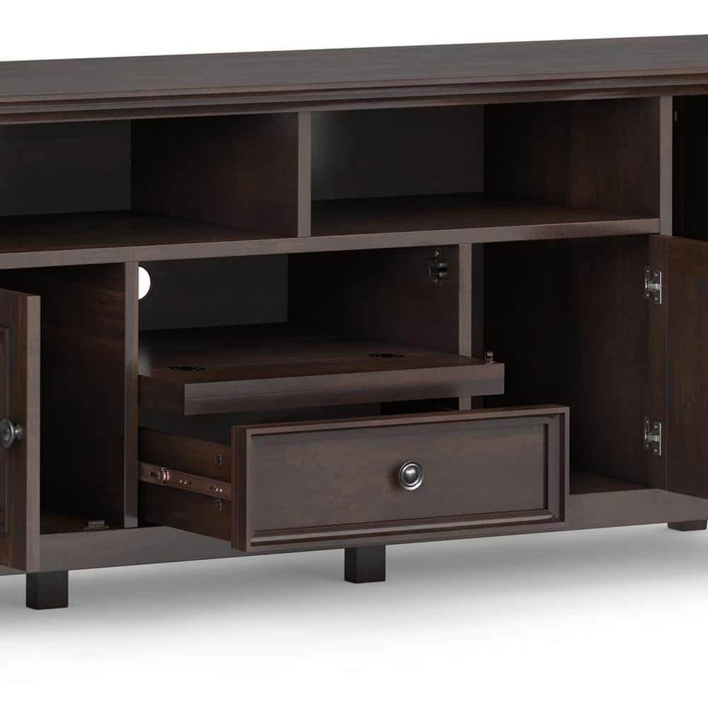 Brunette Brown Traditional Solid Wood 72" TV Media Stand