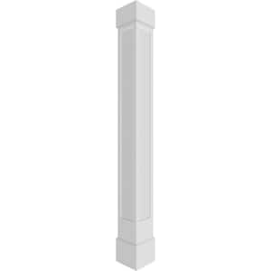 7-5/8 in. x 10 ft. Premium Square Non-Tapered Recessed Panel PVC Column Wrap Kit, Standard Capital and Base