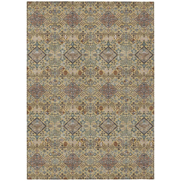 Chantille Machine Washable Indoor/Outdoor Abstract ACN2478 Gold 5 ft. x 7 ft. 6 in. Area Rug