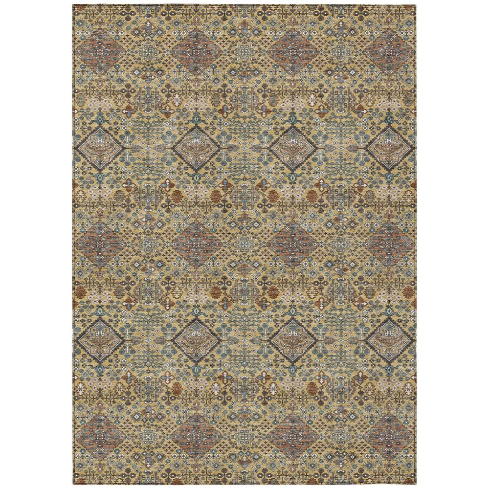 Chantille Machine Washable Indoor/Outdoor Abstract ACN2478 Gold 8 ft. x 10 ft. Area Rug price history on PriceWatchPro