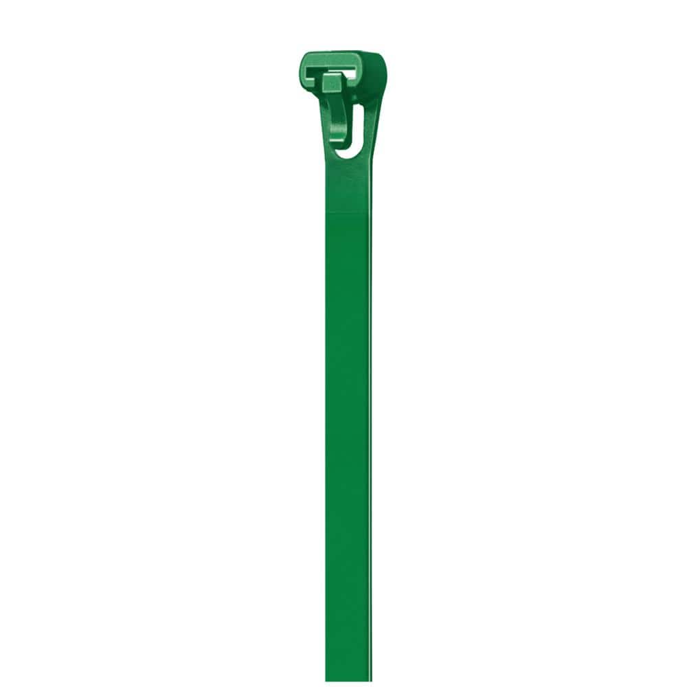 11 in. Reusable Releasable UL 21 Rated Cable Zip Ties (20-Pack) (Green)